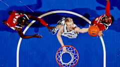 Rytis Petraitis grabs a rebound.