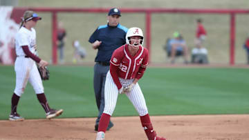 Alabama Softball Player Kali Heivilin (22) celebrates at Rhoads Stadium in Tuscaloosa, AL on Sunday, Mar 16, 2025.