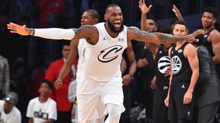 Team LeBron forward LeBron James of the Cleveland Cavaliers (23) reacts  (Mandatory Credit: Bob Donnan-USA TODAY Sports)
