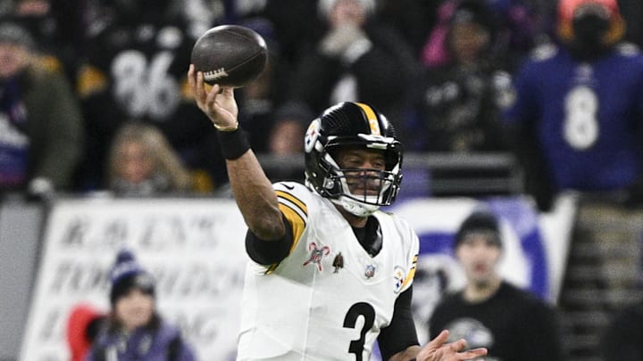 Pittsburgh Steelers quarterback Russell Wilson throws a pass vs. Ravens.