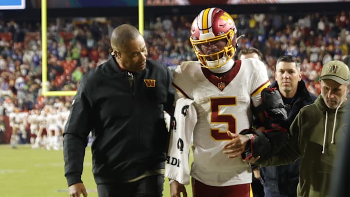 Washington Commanders quarterback Jayden Daniels. Washington Commanders quarterback Jayden Daniels.