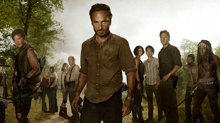 (L to R) Lori Grimes (Sarah Wayne Callies); Carl Grimes (Chandler Riggs); Daryl Dixon (Norman Reedus); Carol (Melissa Suzanne McBride); T-Dog (Robert 'IronE' Singleton); Beth Greene (Emily Kinney); Hershel Greene (Scott Wilson); Rick Grimes (Andrew Lincoln); Maggie Greene (Lauren Cohan); Glenn (Steven Yeun); The Governor (David Morrissey) and Michonne (Danai Gurira) in The Walking Dead