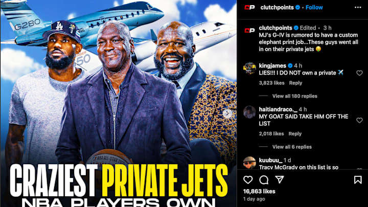 LeBron James responds to ClutchPoints' claims about him owning a private jet.