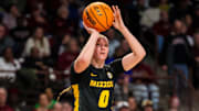 Feb 8, 2024; Columbia, South Carolina, USA; Missouri Tigers guard Grace Slaughter (0) attempts a three-point basket against the South Carolina Gamecocks in the second half at Colonial Life Arena. Mandatory Credit: Jeff Blake-Imagn Images