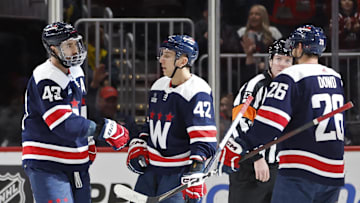 Tom Wilson, Martin Fehervary, Nic Dowd, Washington Capitals 