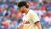May 19, 2024; Philadelphia, Pennsylvania, USA; Philadelphia Phillies pitcher Spencer Turnbull (22) against the Washington Nationals at Citizens Bank Park. Mandatory Credit: Eric Hartline-Imagn Images