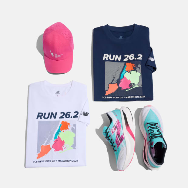 White and pink New Balance running apparel.