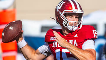 Indiana's Fernando Mendoza leads the FBS with 14 passing scores through four games, and has yet to throw an interception. 