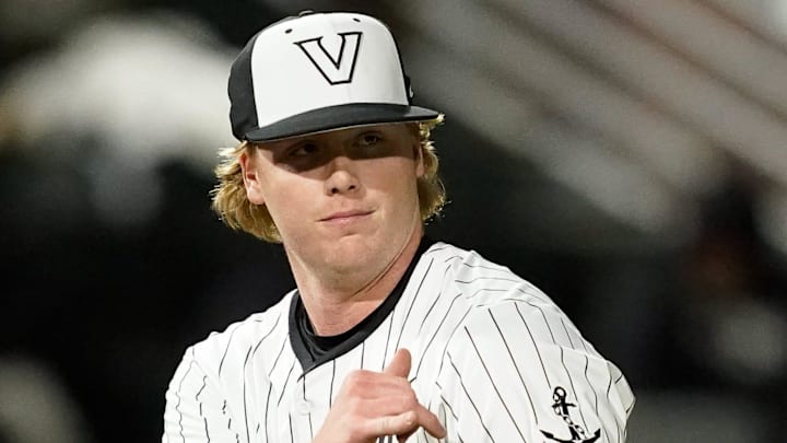 Vanderbilt pitcher Sawyer Hawks (88) sets up to pitch against Xavier during the seventh inning at Hawkins Field in Nashville, Tenn., Friday, March 7, 2025. Vanderbilt won 15-3 in seven innings. Vanderbilt pitcher Sawyer Hawks (88) sets up to pitch against Xavier during the seventh inning at Hawkins Field in Nashville, Tenn., Friday, March 7, 2025. Vanderbilt won 15-3 in seven innings.
