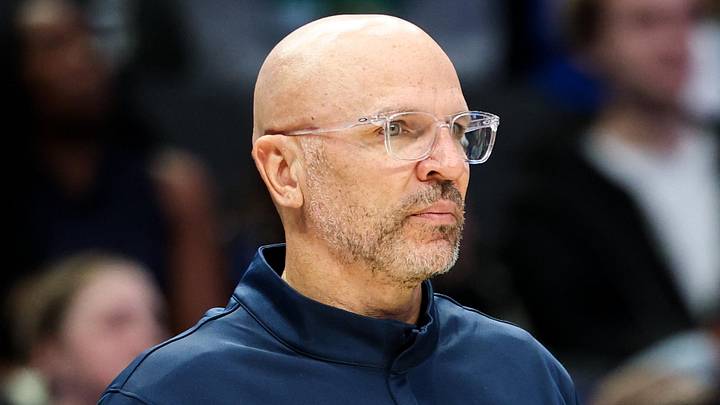 Apr 12, 2026; Dallas, Texas, USA;  Dallas Mavericks head coach Jason Kidd looks on against the Chicago Bulls during the second half at American Airlines Center. Mandatory Credit: Kevin Jairaj-Imagn Images