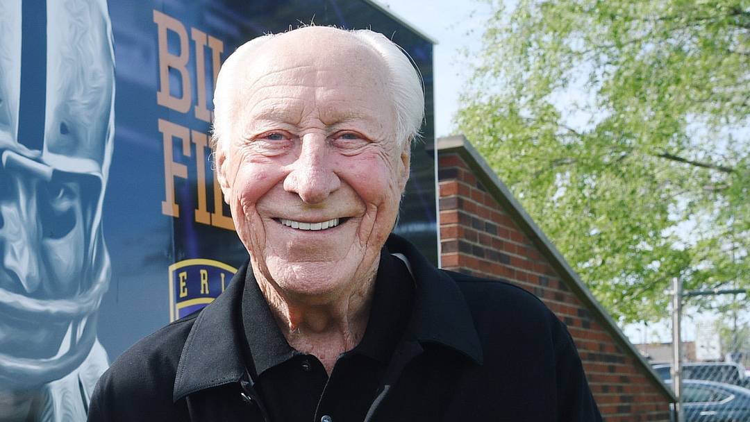 Fred Biletnikoff is shown prior to a dedication ceremony at Biletnikoff Field adjacent to Erie High School in Erie on May 25, 2023. Erie native and NFL Hall of Fame receiver Biletnikoff, 80, attended numerous events over the weekend marking the field's dedication.