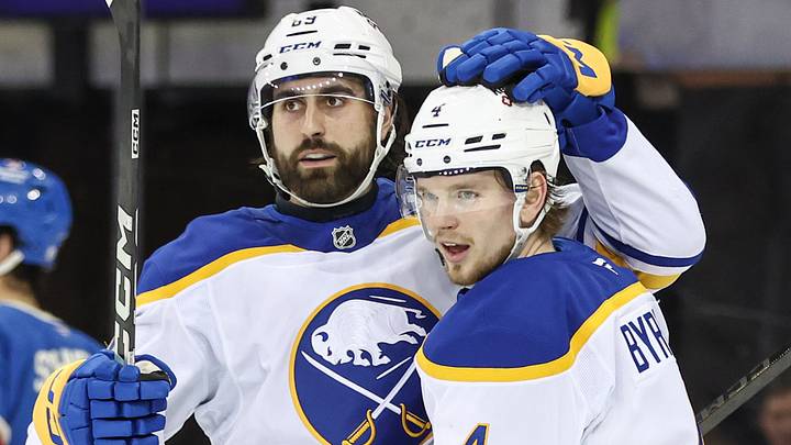 Former Buffalo Sabres players Alex Tuch and Bowen Byram