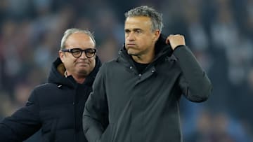 Luis Campos et Luis Enrique après le match retour contre Aston Villa