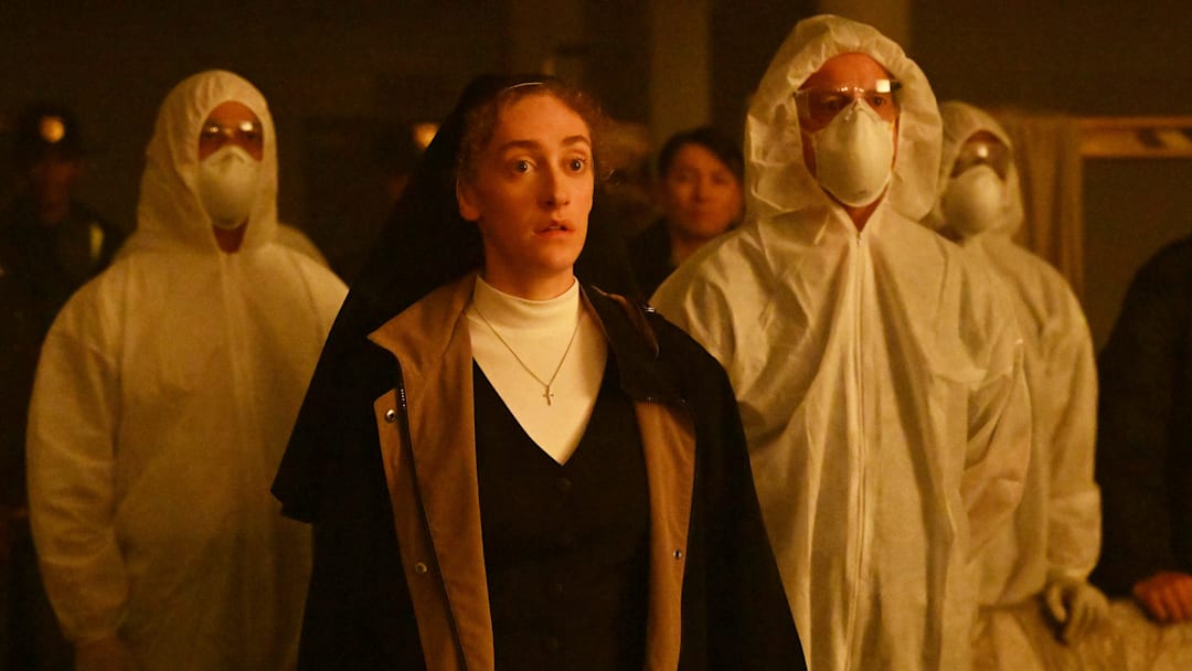 FX's Grotesquerie -- Episode 2 (airs Wednesday, September 25 at 11 p.m. ET/PT) Pictured: (center) Micaela Diamond as Sister Megan. CR: Prashant Gupta/FX