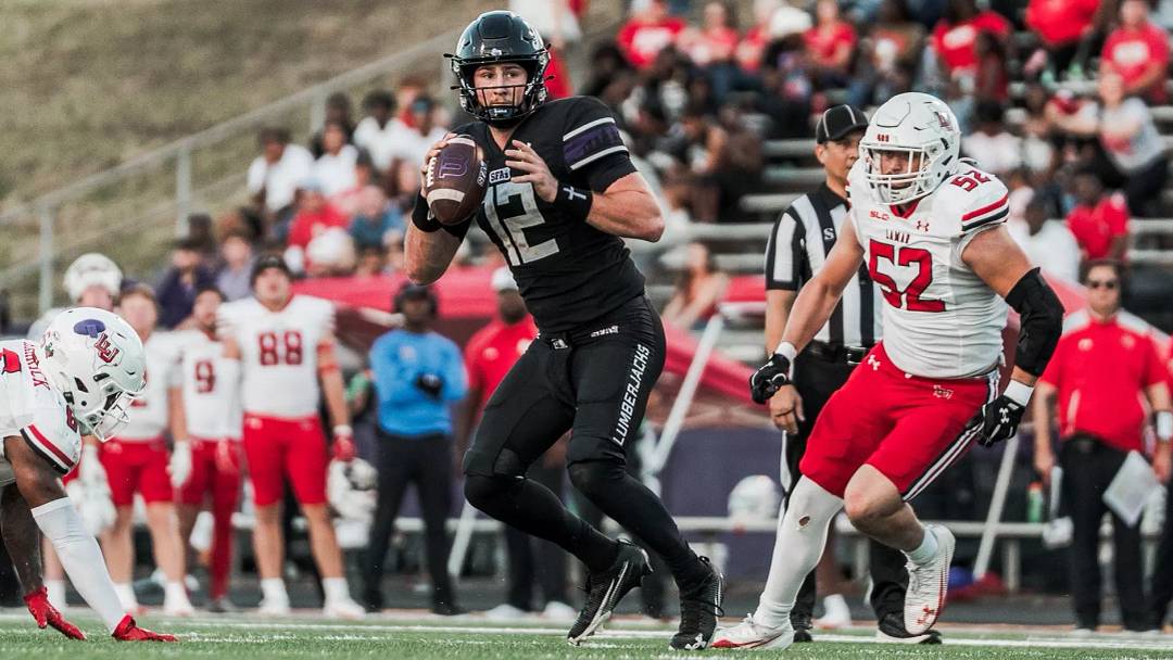 Stephen F. Austin quarterback Gavin Rutherford (12) Stephen F. Austin quarterback Gavin Rutherford (12)