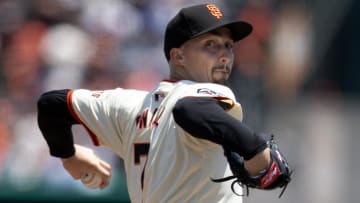 Jul 14, 2024; San Francisco, California, USA; San Francisco Giants starting pitcher Blake Snell (7) delivers a pitch against the Minnesota Twins during the first inning at Oracle Park.