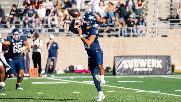 UC Davis quarterback Caden Pinnick (12) UC Davis quarterback Caden Pinnick (12)