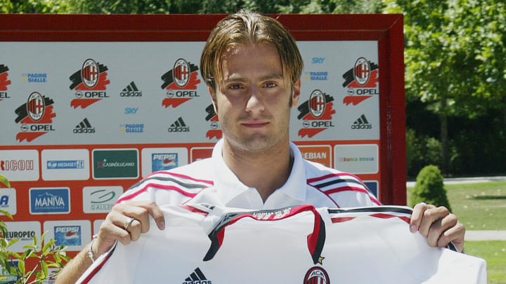 A.C. Milan's Alberto Gilardino shows his