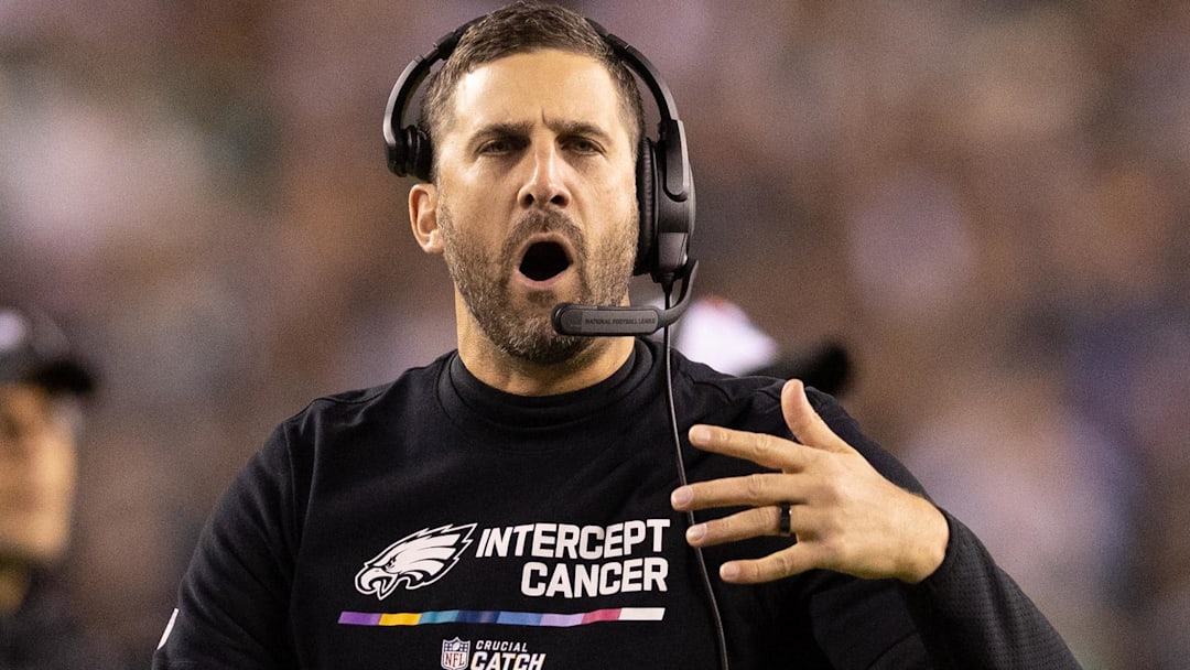  Philadelphia Eagles head coach Nick Sirianni reacts to a play against the Dallas Cowboys during the second quarter at Lincoln Financial Field.