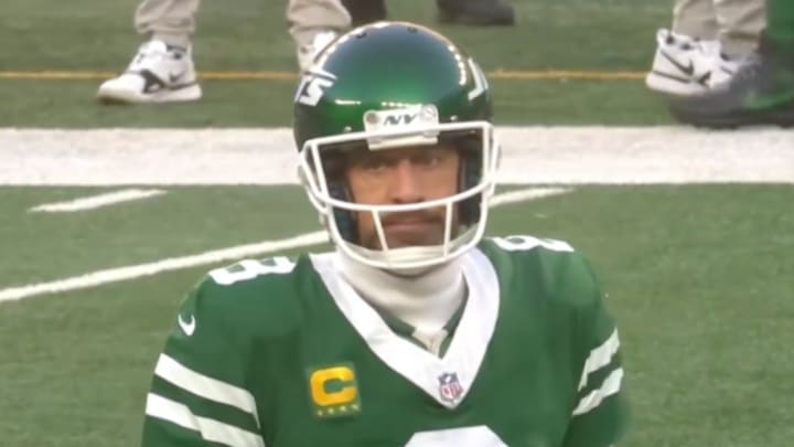 Aaron Rodgers reacts to the Jets not taking a late timeout. Aaron Rodgers reacts to the Jets not taking a late timeout.