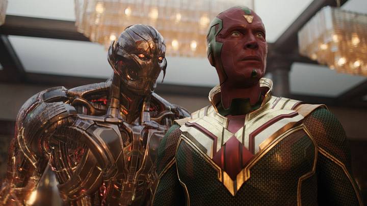 (L TO R) James Spader as Ultron and Paul Bettany as Vision in VisionQuest exclusively on Disney+. 