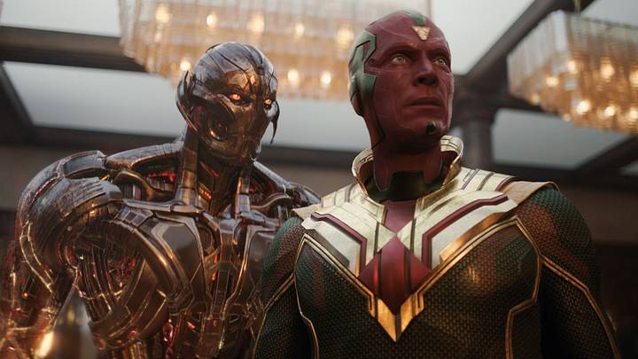 (L TO R) James Spader as Ultron and Paul Bettany as Vision in VisionQuest exclusively on Disney+. 