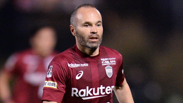 Vissel Kobe midfielder Andres Iniesta (8) looks on during the first half against the Columbus Crew.