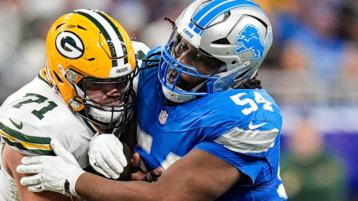 Detroit Lions defensive tackle Alim McNeill (54). Detroit Lions defensive tackle Alim McNeill (54).