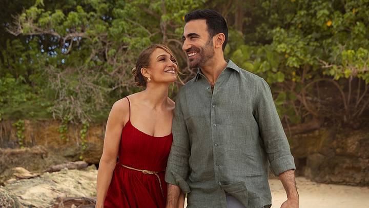 Office Romance. (L-R) Jennifer Lopez as Jackie Cruz and Brett Goldstein as Daniel Blanchflower in Office Romance