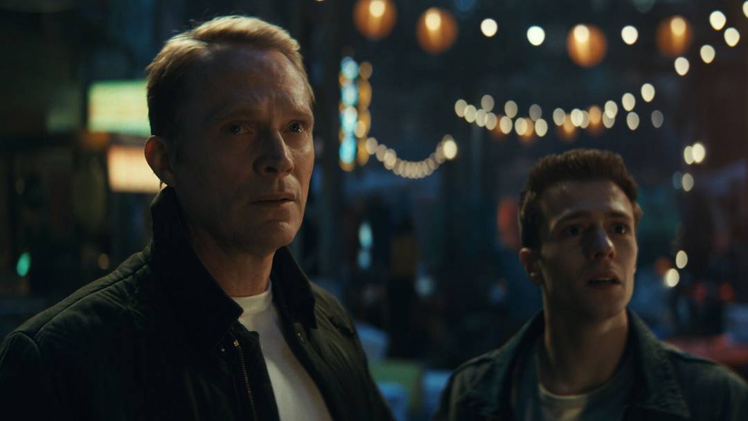 (L – R) Paul Bettany and Ruaridh Mollica in VisionQuest exclusively on Disney+. Photo courtesy of Marvel. © 2026 Marvel. All Rights Reserved.