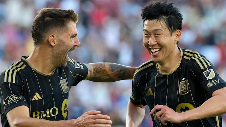 Son Heung-min (right) scored the first goal of his MLS career on Matchday 30.  | Kevin Jairaj-Imagn Images