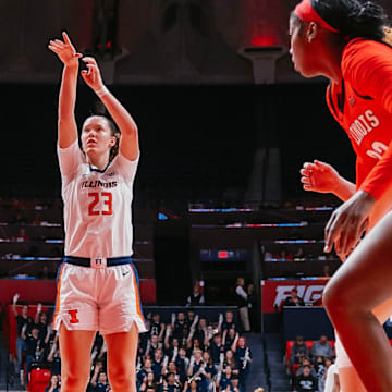 Illinois forward Berry Wallace (23) sinks a free throw in the Illini's 75-65 win over Illinois State at State Farm Center in Champaign, Illinois.