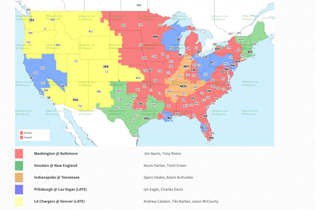 NFL TV Coverage Map Week 6 Full Breakdown of CBS FOX Broadcasts