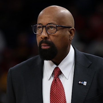 Indiana Hoosiers head coach Mike Woodson pictured against the Nebraska Cornhuskers at Target Center.