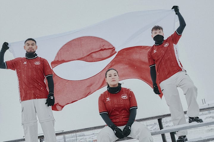 Greenland flag and football shirt