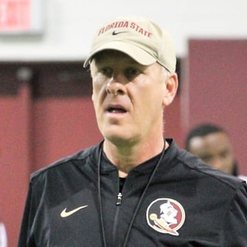 FSU tight ends coach Chris Thomsen at a Tour of Duty conditioning workout on Feb. 13, 2020.

Img 5129