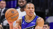 Orlando Magic guard Desmond Bane looks to pass during the second quarter against the Miami Heat