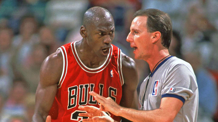 Unknown Date; Orlando, FL, USA; FILE PHOTO; Chicago Bulls guard (23) Michael Jordan reacts to a call with an official against the Orlando Magic at the Orlando Arena. Mandatory Credit: Photo By Imagn Images (c) Copyright Imagn Images