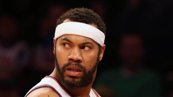 Dec 2, 2012; New York, NY, USA; New York Knicks forward/center Rasheed Wallace leaves the court after being ejected during the first quarter against the Phoenix Suns at Madison Square Garden.  Mandatory Credit: Anthony Gruppuso-USA TODAY Sports