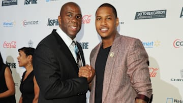 Magic Johnson y Carmelo Anthony jugaron con los Lakers y ahora pertenecen al Salón de la Fama del Baloncesto