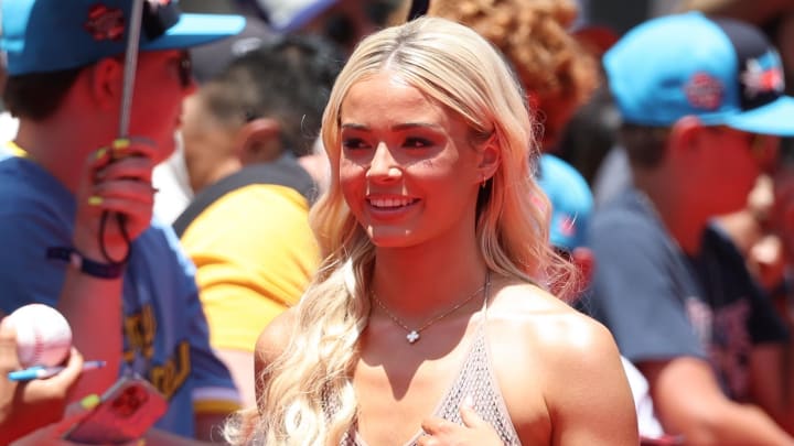 LSU gymnast Livvy Dunne walks the red carpet during the 2024 MLB All-Star game at Globe Life Field.