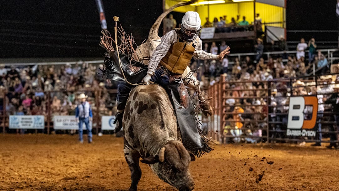 Cash Toews winning the bull riding