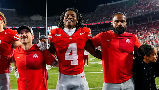 Jeremiah Smith celebrates