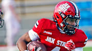 Jacksonville State's Cam Cook goes through drills during spring football action in Jacksonville, Alabama April 17, 2025. (Dave Hyatt / Hyatt Media LLC)