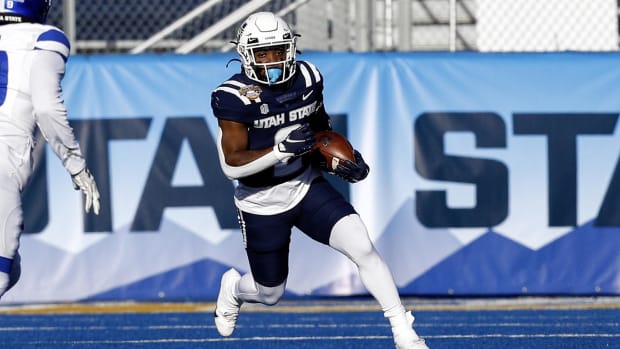 Utah State Aggies running back Robert Briggs Jr.