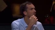 Daniil Medvedev argues with an umpire at the ABN Amro Open.