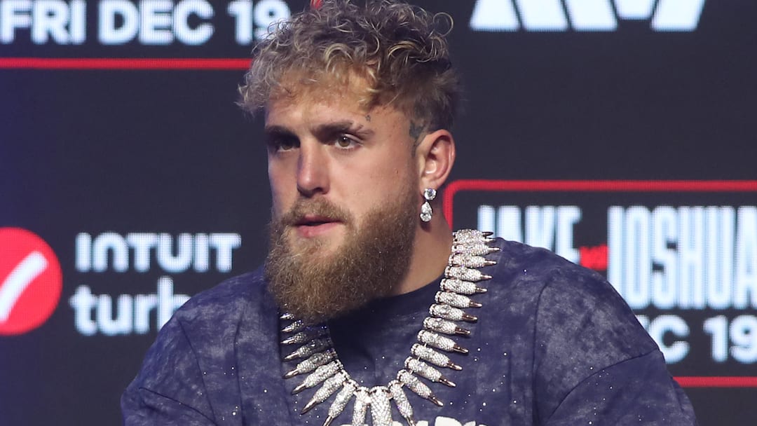 Jake Paul at the press conference before fighting Anthony Joshua on December 16, 2025.