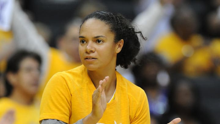 Sep 23, 2013; Los Angeles, CA, USA;  Los Angeles Sparks guard Lindsey Harding (20) in the first half of game three of the Western Conference Semi-Finals against the Phoenix Mercury at Staples Center. Phoenix won 86-75. Mandatory Credit: Jayne Kamin-Oncea-Imagn Images