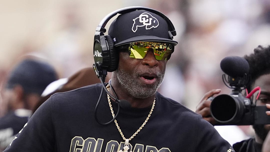 Sep 6, 2025; Boulder, Colorado, USA; Colorado Buffaloes head coach Deion Sanders during the second half against the Delaware Fightin Blue Hens at Folsom Field.