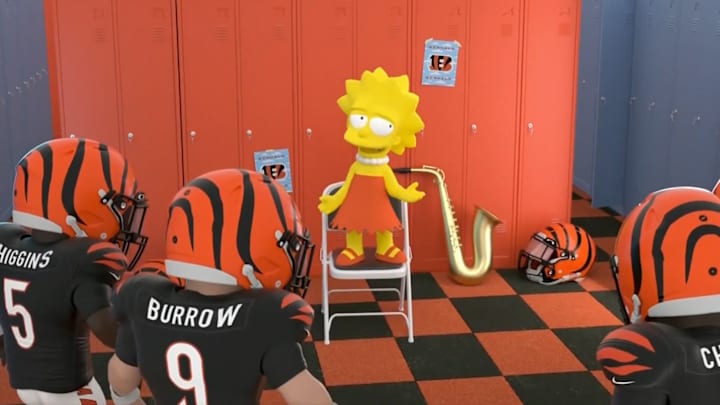 The "Simpsons" altcast showed Lisa Simpson giving a pregame speech to the Bengals. 